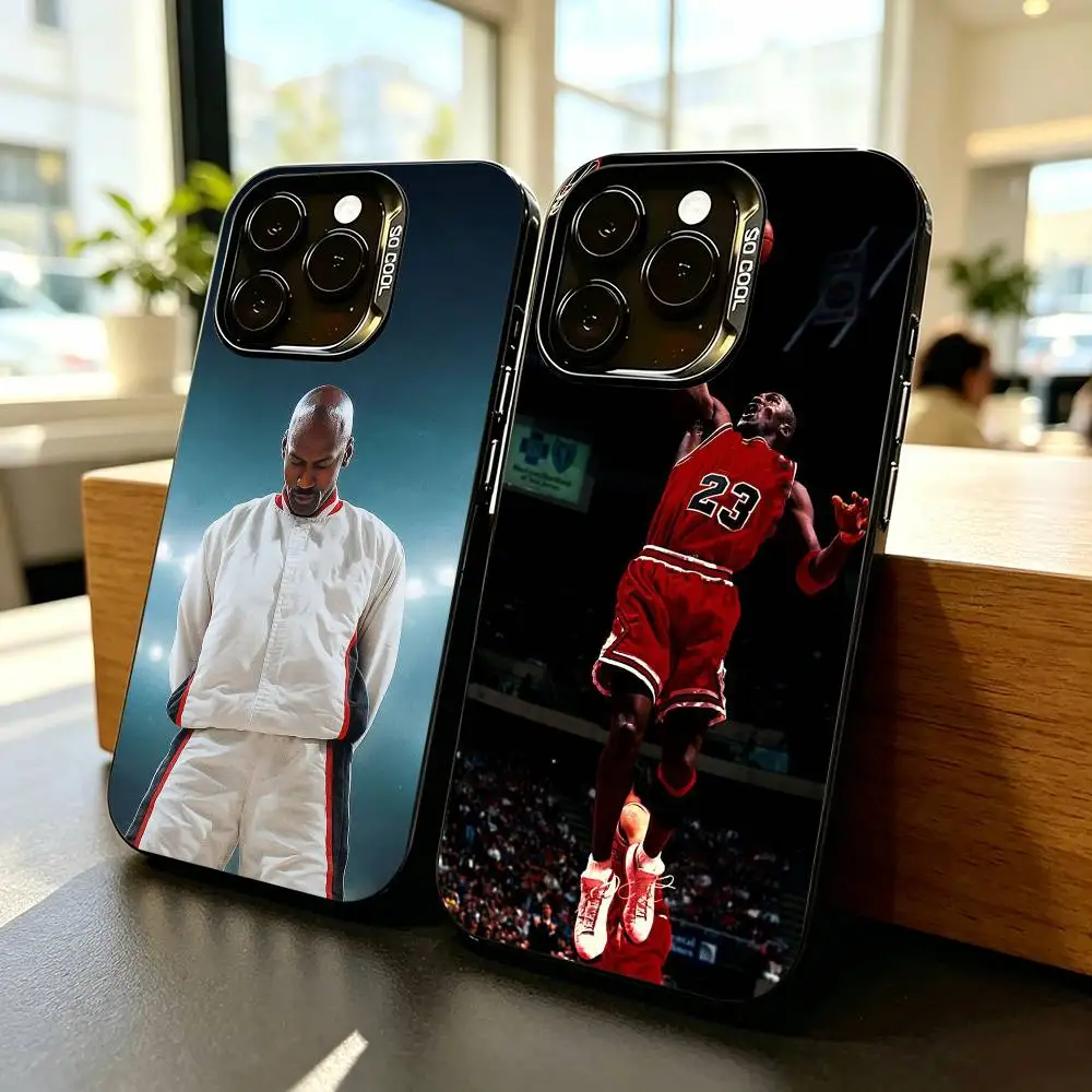 Funda para Teléfono con Diseño de Michael Jordan para iPhone 17, 16, 15, 14, 13, 12, 11 Plus, Pro Max, XS, Funda Plateada Colorida