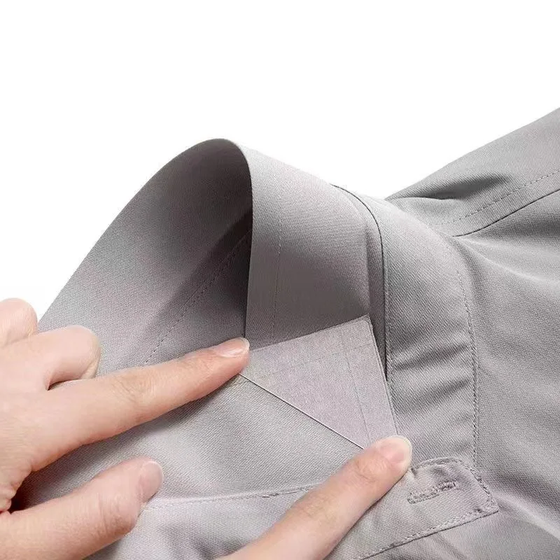 100 Stück Anti-Deformations-Kragenstreifen, Anti-Roll-Stehkragenformer, selbstklebende Formpatches, verhindern das Kräuseln von Polohemden – Detail 4