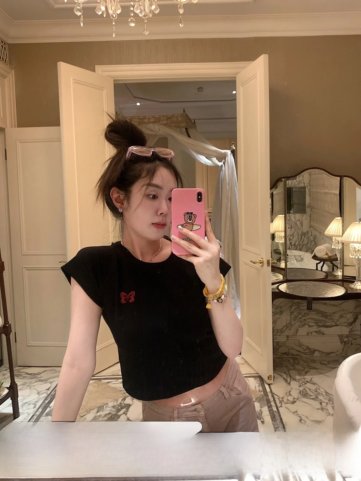 

Женская летняя футболка Stberry Jump с вышивкой, коротким рукавом и круглым вырезом, приталенная, универсальная, из смесового хлопка