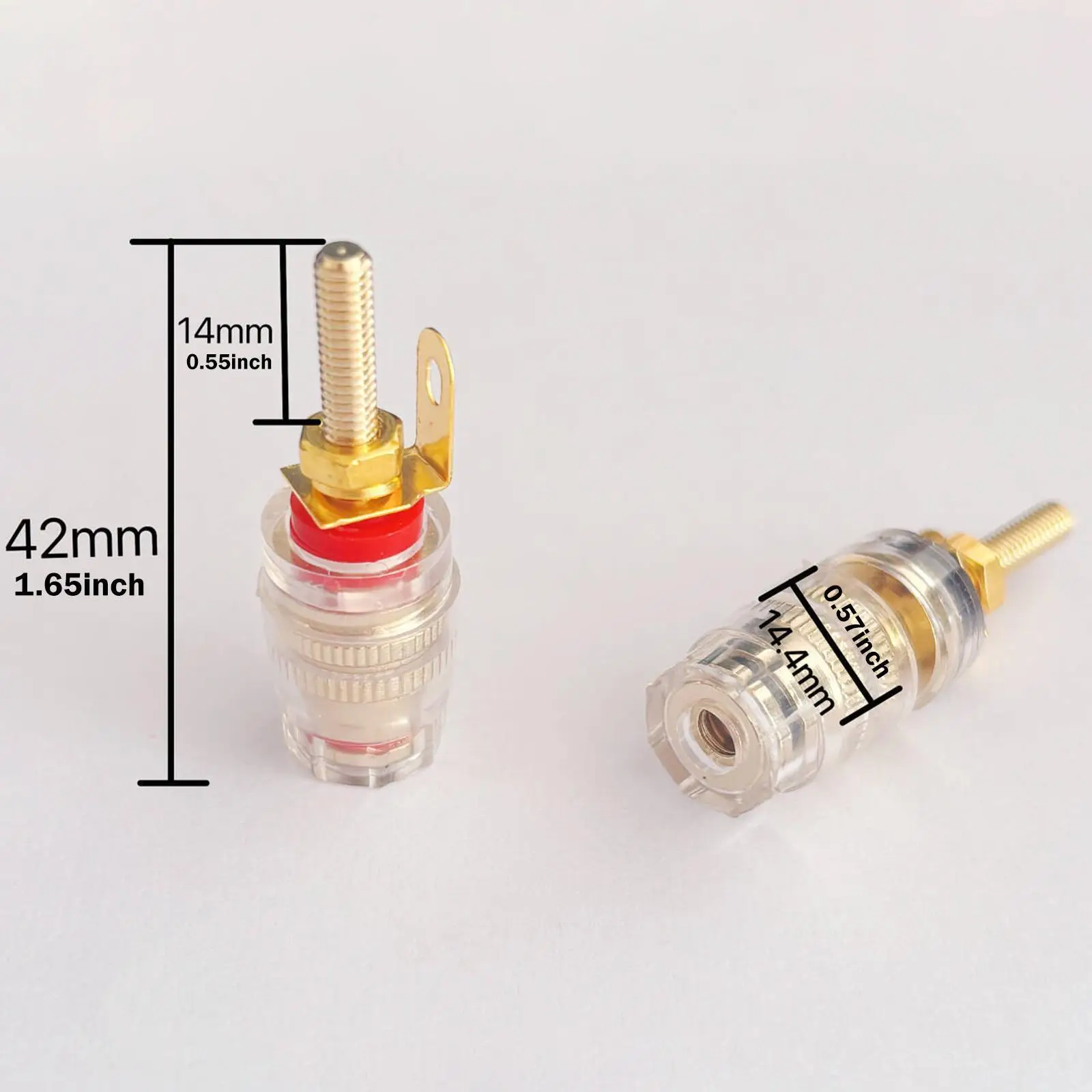 Gold Speaker Connector Binding Post 4mm Banana Jack for Audio Equipment Cable Terminal 2 Pack