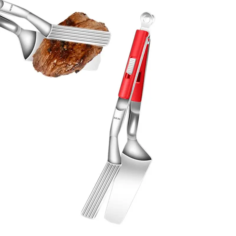 Stainless Steel Grill Clamp Enlarged Stainless Steel Grill Tongs Spatula Tongs For Cooking Ergonomic Food Shovel Clip Barbecue