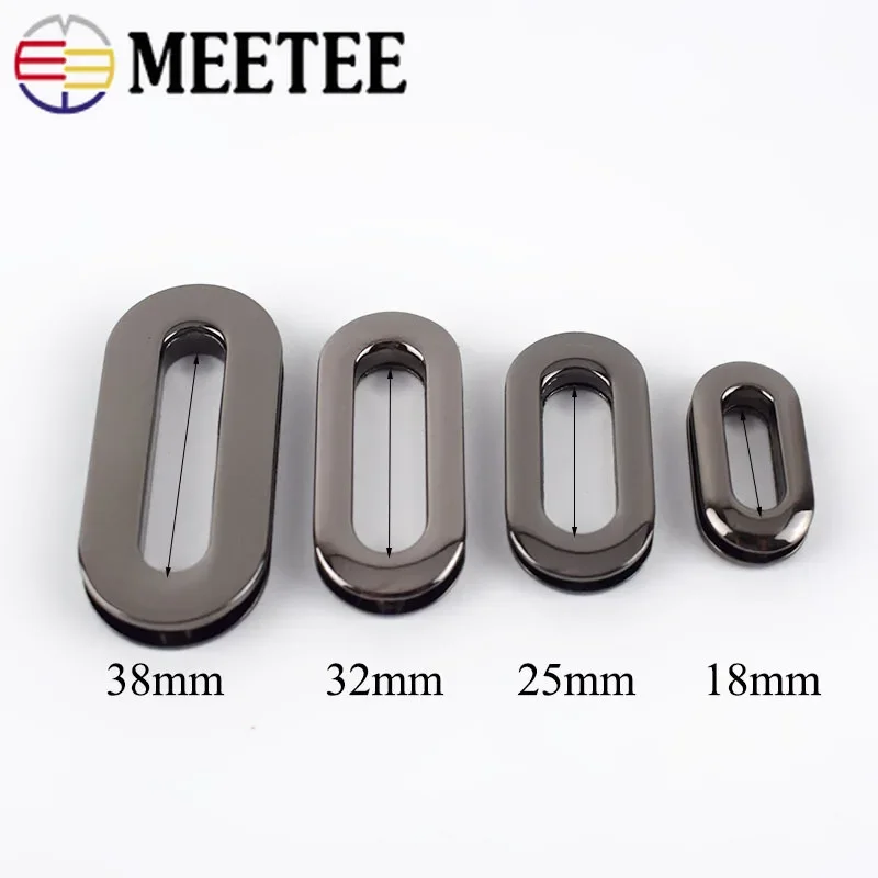 Meetee 4pcs 18/25/32/38mm Metal Egg-shaped Eyelet Buckles Screw O Ring Hook DIY Bags Strap Chain Belt Clasp Accessories BF328