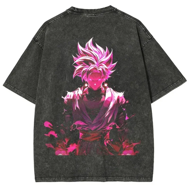 

Dragon Ball Wukong Designer Printing Pattern Pure Cotton Washed Old Retro T-shirt High Quality Texture Unisex Y2K Anime Figure