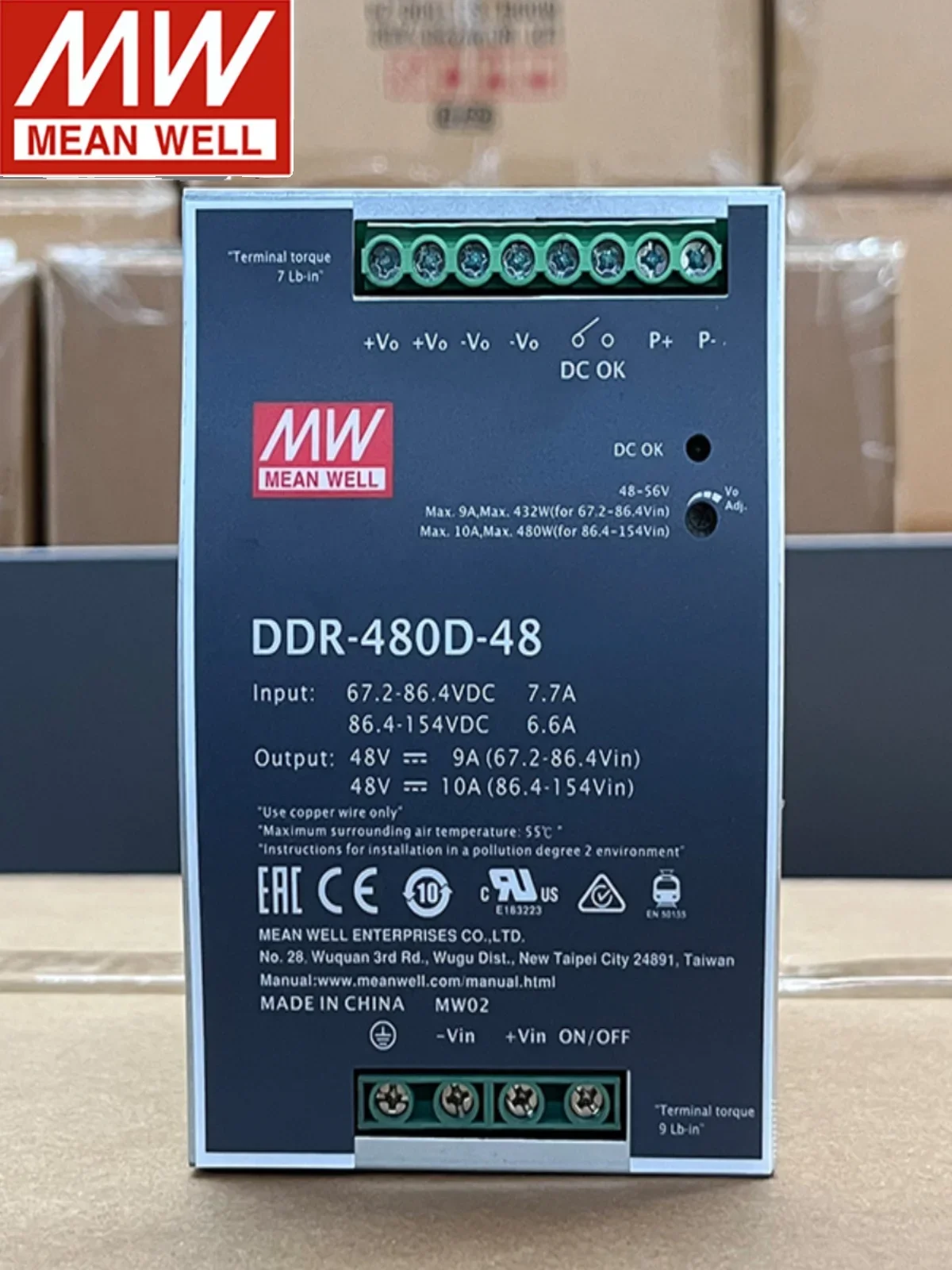 Taiwan Mingwei DCDC Switching Power Supply DDR-480B/480C/480D 480W To DC 12V 24V 48V