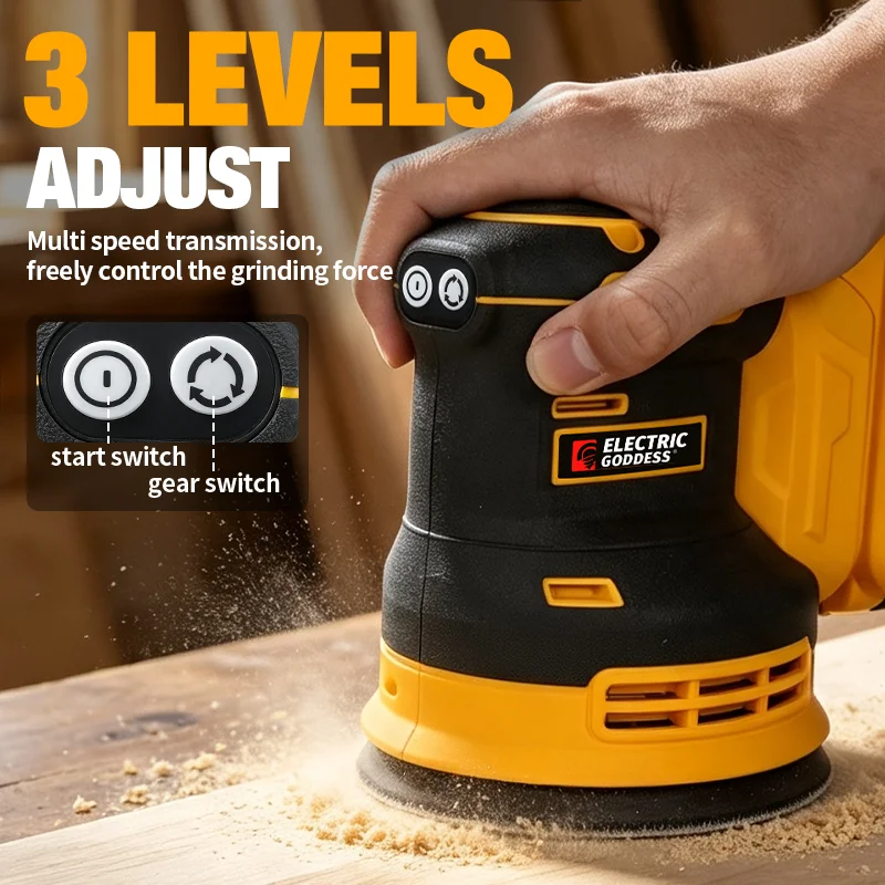 Electric Goddess Brushless Sander Disc 11000rpm Cordless 3 Gear Woodworking Sanding Putty Polishing ﻿For Dewalt 20V Battery Pin - view 5