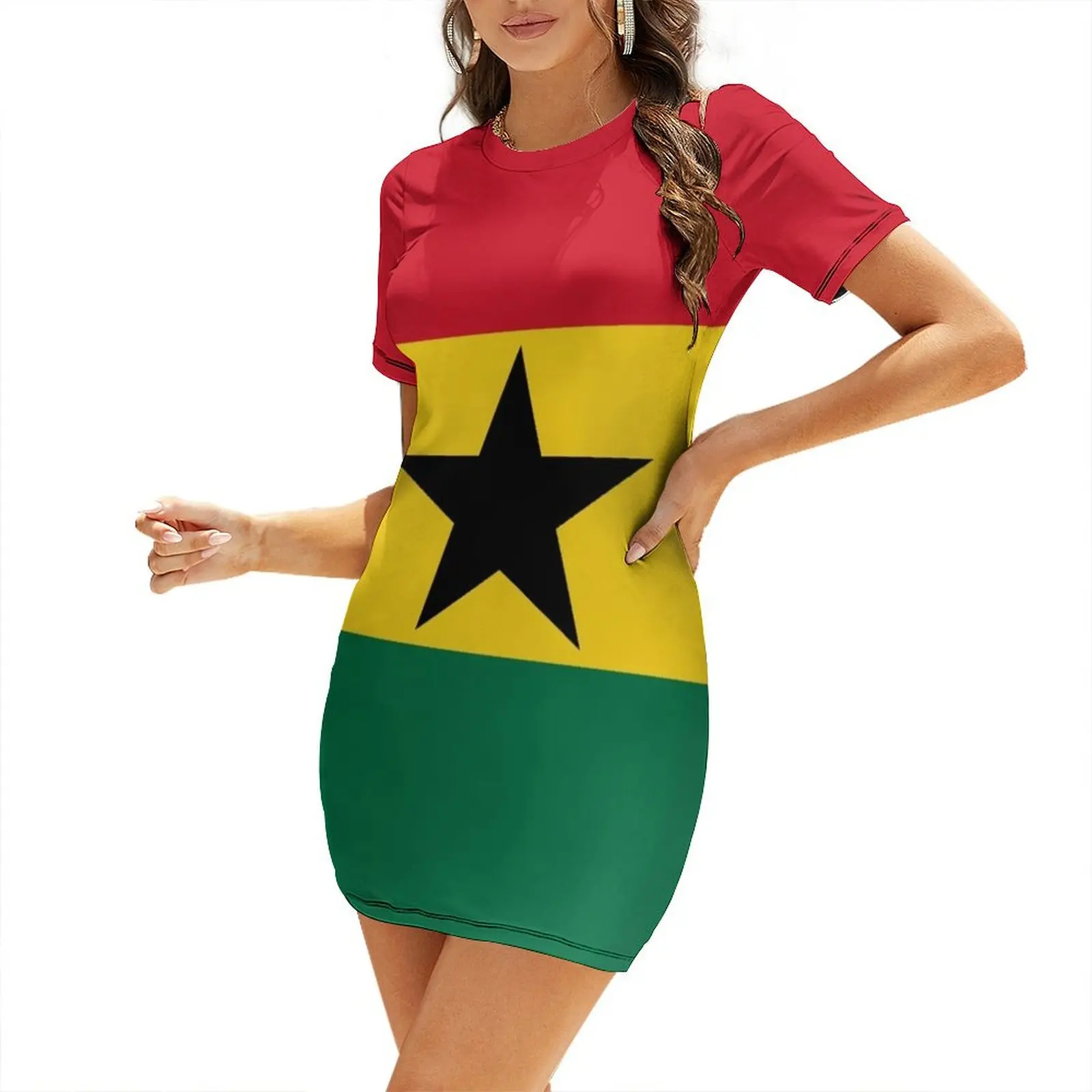 

Платье с короткими рукавами с флагом Ганы для женщин, роскошное вечернее платье для свадьбы