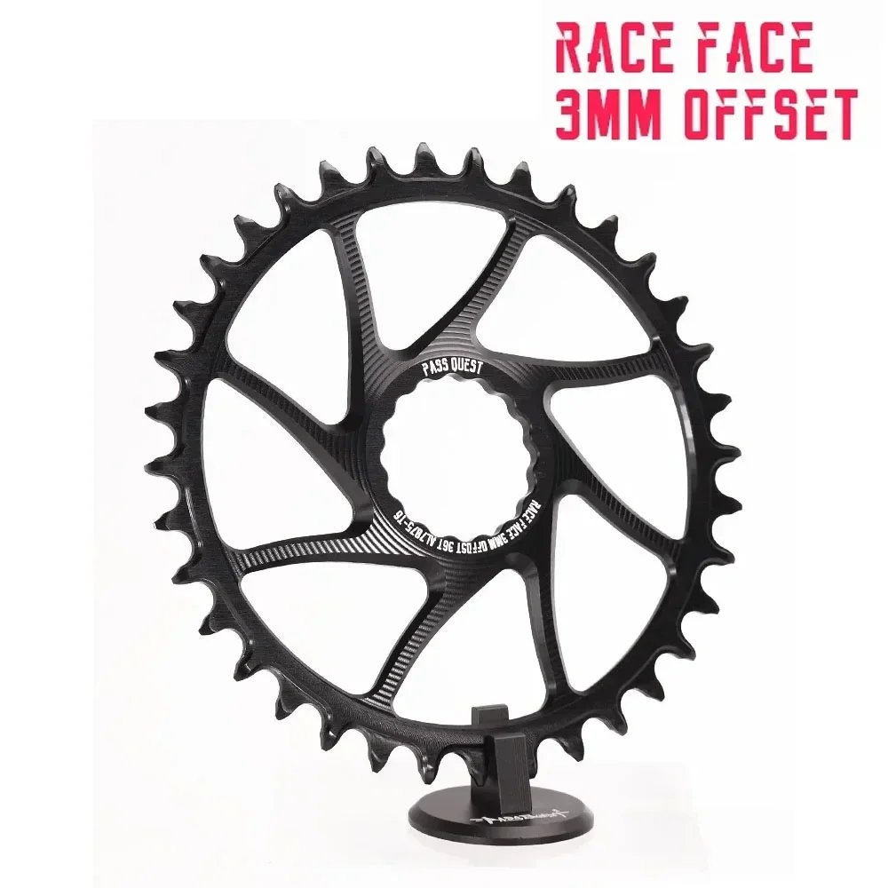 PASS QUEST 3mm Offset Direct Mount Chainring Round/Oval Black/Sliver 28T-38T Moonplate for RACE FACE NEXT SL SIXC ATLAS Crankset