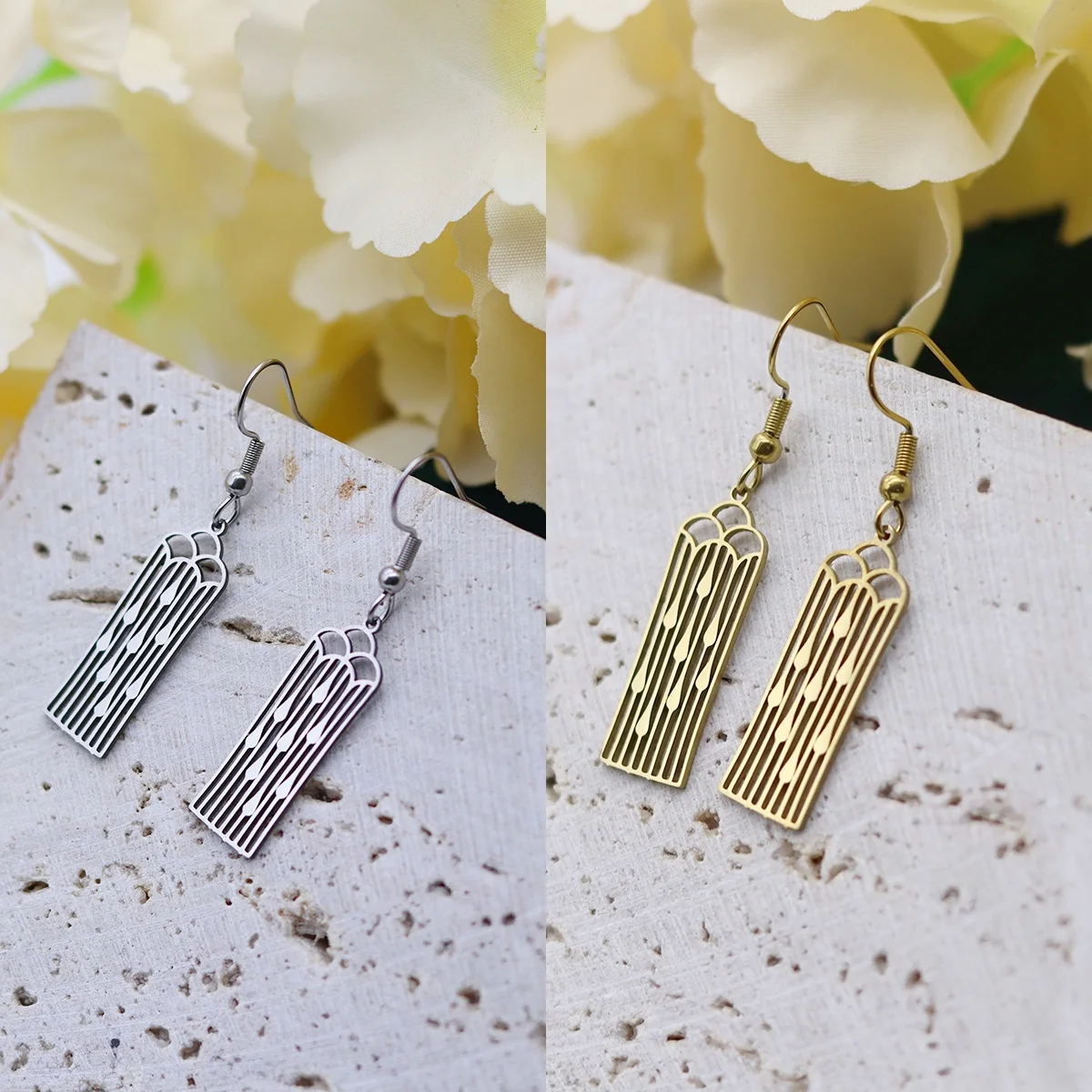 QIAMNI Wind Chime Hanging Dangle Earring Trend Jewelry Gift Stainless Steel Geometric Piercing Drop Earrings For Women Girls
