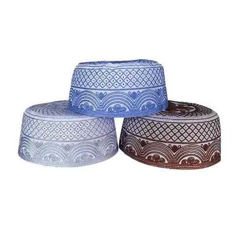 Muslim Men Prayer Hats Cotton Embroidery Arab Ramadan Islam Cap Musliman Turban Man Headscarf Hijab Bonnet Jewish India Caps