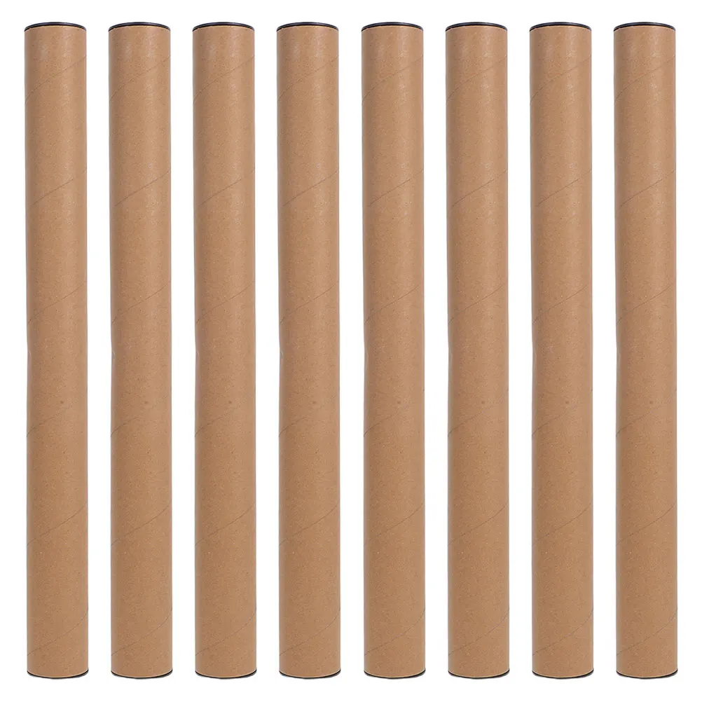 

8pcs Kraft Paper Poster 40X4Cm Round Mailing Storage Tubes With End Caps For Artwork Documents Paintings Postal Packaging