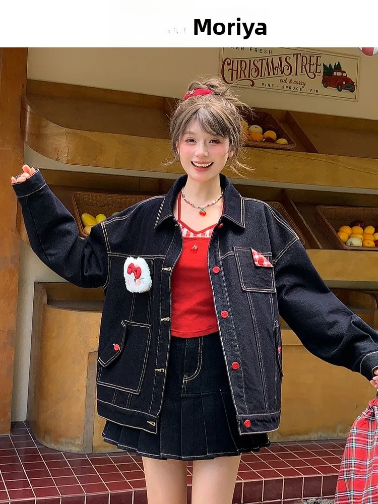 

Свободный длинный джинсовый тюнер Sweet Sle Pattern, женский весенне-осенний повседневный топ, модный дизайн, смесь хлопка и полиэстера