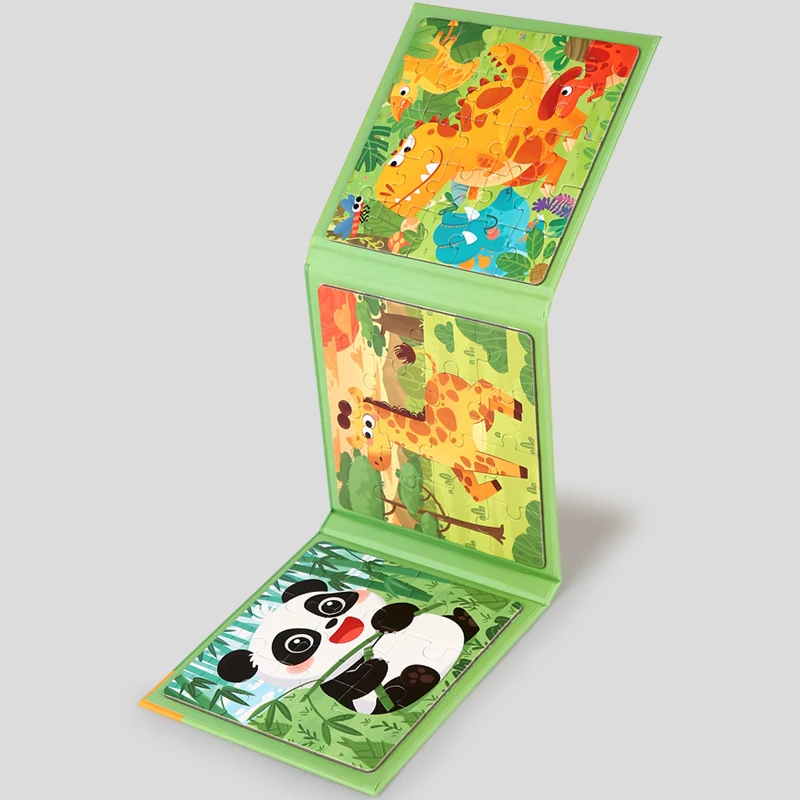 Magnetyczne puzzle dla dzieci, zabawki edukacyjne Montessori, ciche, z motywami zwierząt z kreskówek, układanki, prezenty dla dzieci w okresie wczesnego rozwoju.