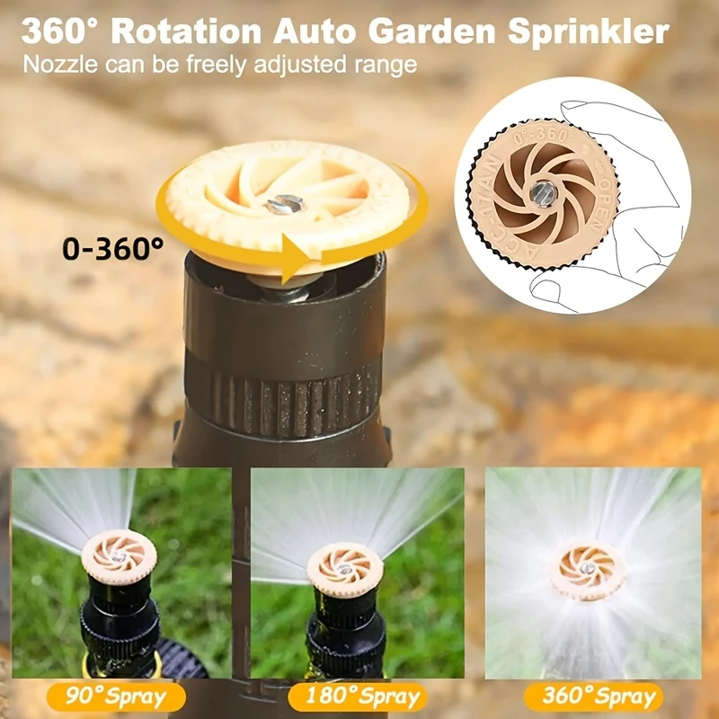 90 ° /180 ° /360 ° Verstellbarer Gartensprinkler mit 1/2 Zoll Schnellkupplungen, Wassersprinkler für Rasen, Hof und Außenbereich – Detail 4