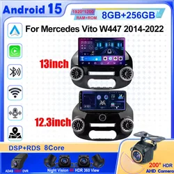 13 Inch Android 15 For Mercedes Vito W447 2014-2022 Car Radio 5G wifi Stereo Multimedia Player GPS Navigation 1920*1200 7862 CPU