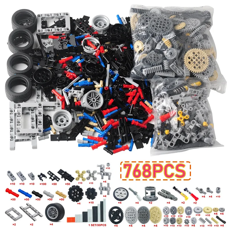 MOC Gears Technology Building Blocks Parts Assembled Wheel/Suspension Arm/Cross shaft/Pin Connect Model Bricks Toys Accessory