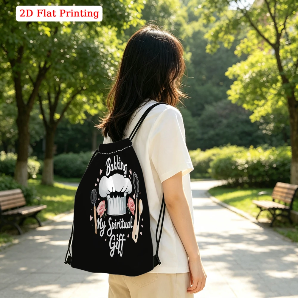 Casual Baking My Spiritual Gift 2D Print Drawstring Backpack for Fitness Sports Outdoor Travel