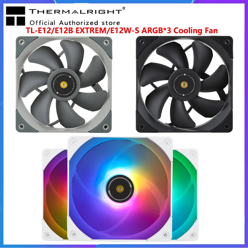 

Thermalright TL-E12 E12B EXTREM E12W-S ARGB*3 120mm Computer Chassis Case Fan 4PIN PWM High Performance Quiet CPU Cooling Fan