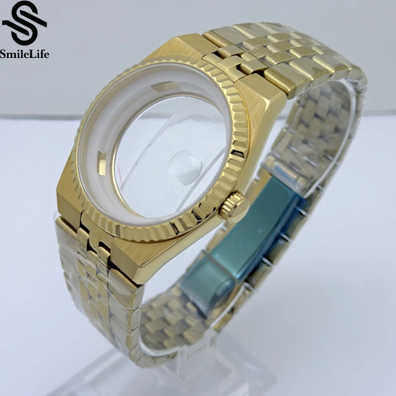 

SmileLife 39,5 мм золотой корпус для часов Land-Dweller с ремешком из сапфирового стекла, циферблат 33,8 мм, подходит для часов с механизмом NH35, аксессуары