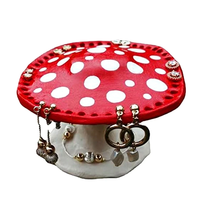 Mushroom Earring Holder Earrings Storage Shelf Jewelry Display Stand Durable Cute Resin Ring Pendant Jewelry Holder