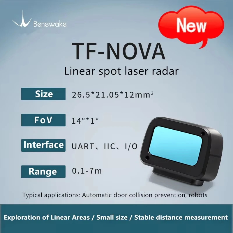 

supports UART, IIC, and I/O communication BENEWAKE TF-NOVA lidar small size linear spot laser radar