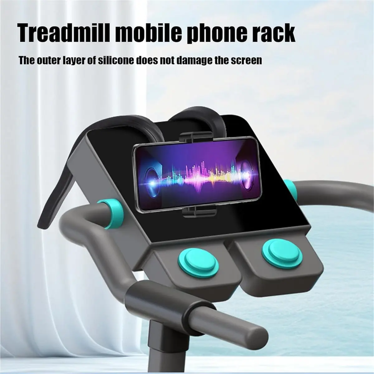 ABGN Treadmill Phone Mount, Folding Walking Pad Machine Cellphone Bracket, Adjustable Holder for Gym Equipment, Shopping Cart