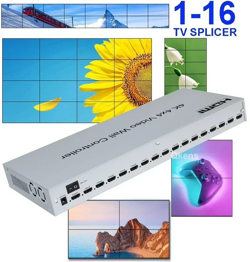 4K 4x4 HDMI الفيديو الجدار تحكم 2x2 3x3 3x4 3x5 متعدد الشاشات خياطة المعالج 2 3 4 6 8 9 12 15 16 التلفزيون الربط صندوق الربط