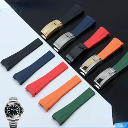 Natural Soft Rubber Convex Interface Replace Watchband for Rolex Ghost King 126600 Single Red Sea Silicone 20mm 21mm Watch Strap