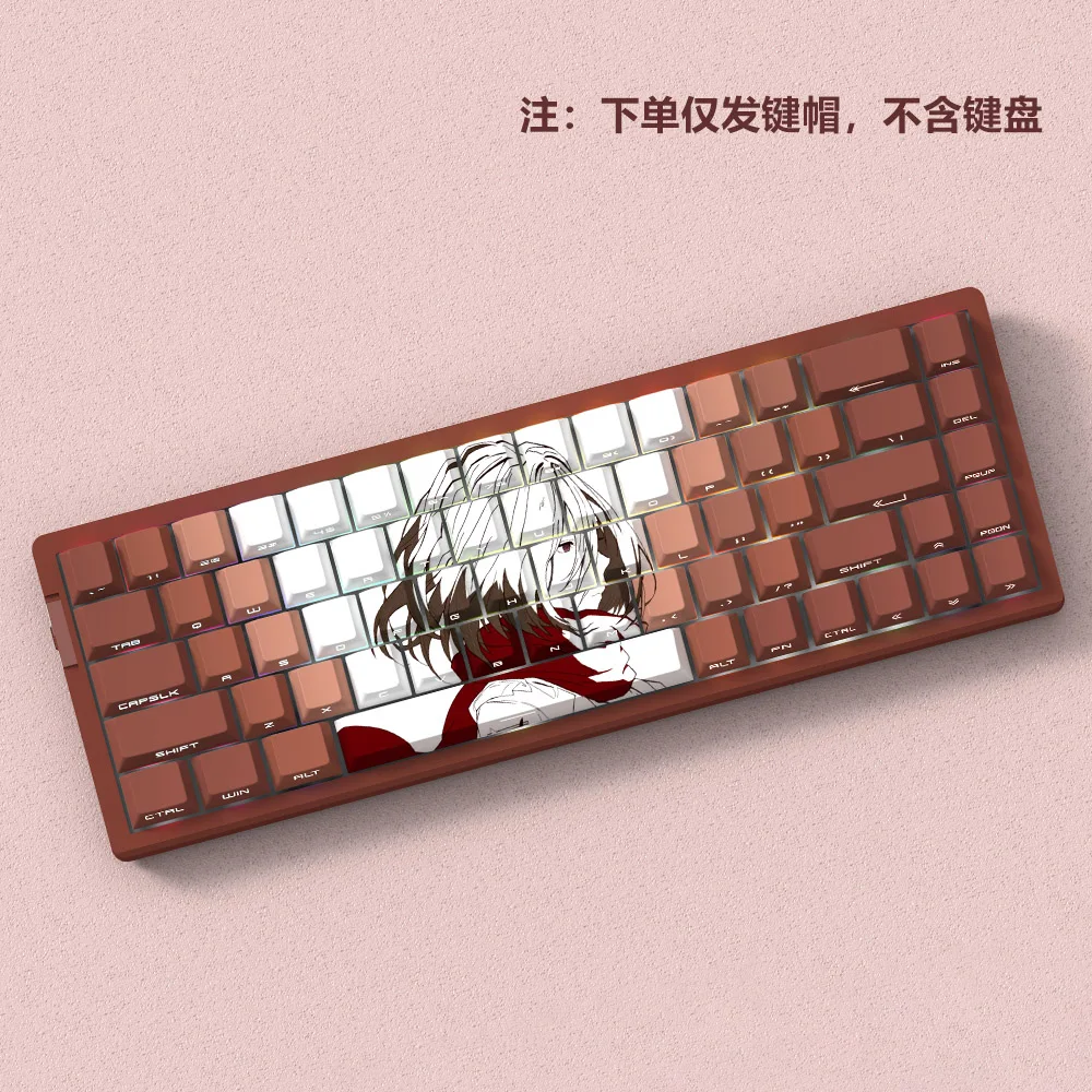 Teclas gigantes Mikasa con perfil de cereza, teclas de Anime translúcidas talladas en el lado PBT Dye-Sub para regalo de accesorios de teclado 60/61/68