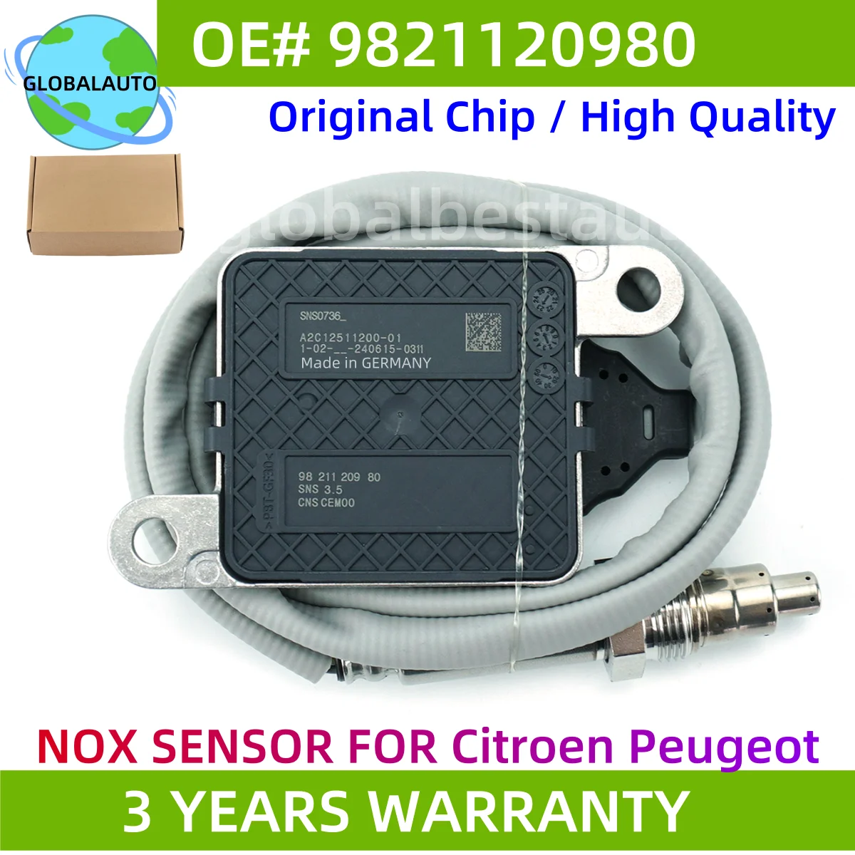 

9821120980 A2C12511200 Original New NOX Sensor Nitrogen Oxide Sens For Citroen C3 C4 5008 Peugeot 208 308 1.6 2.0 HDi BlueHDi Di