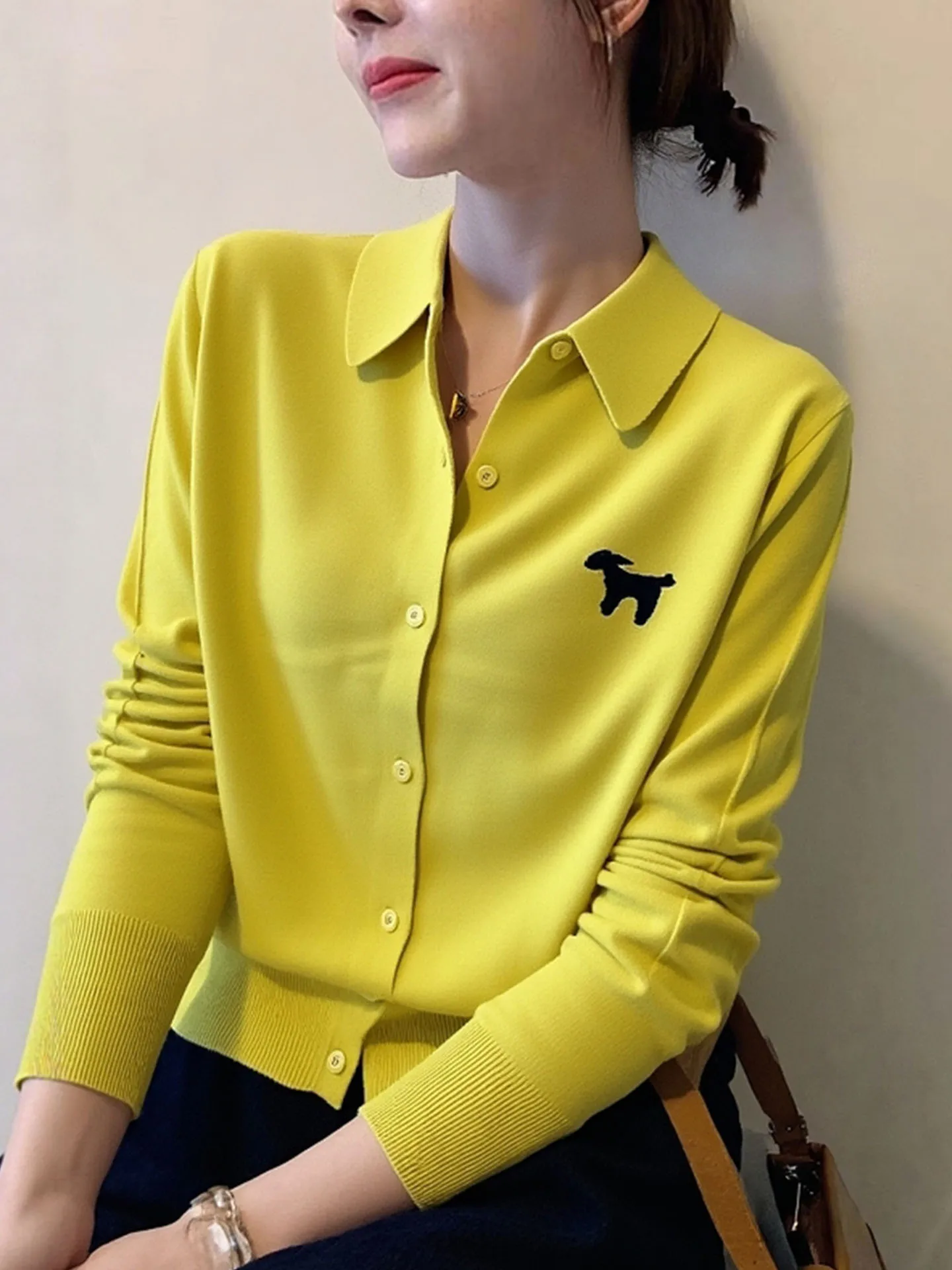 

Новинка! Женский свободный кардиган Ele Long Sleeve из трикотажа с одной пуговицей, зимний свитер в стиле кэжуал.