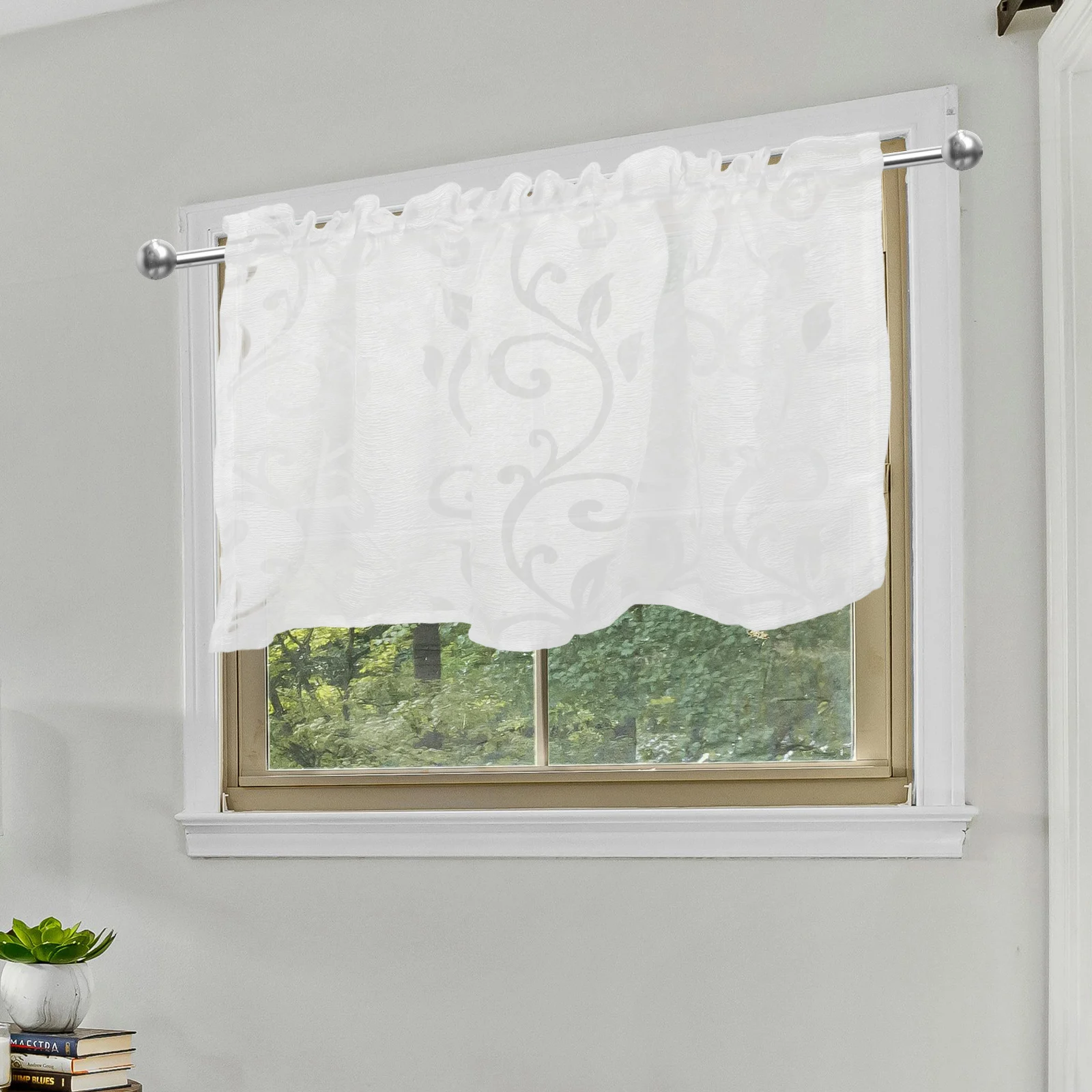 

Seersucker Short White Mini Kitchen Window Cabinet Privacy Cafe Curtain Decor Curtains Small Window