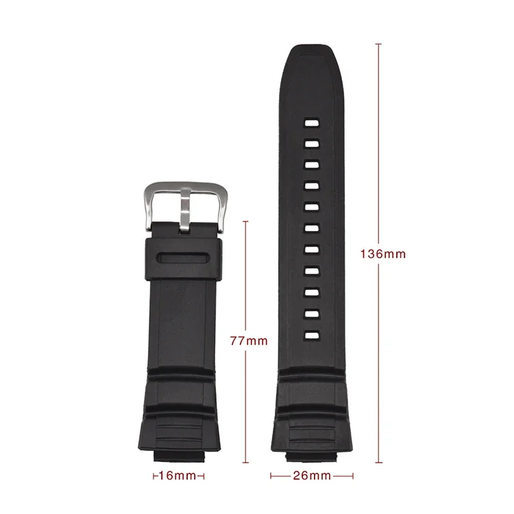 Black Resin Strap Band for Casio MCW-100H 110H AE-2000 W-S220 HDD-S100 16mm Men Sport Waterproof TPU Replace Bracelet Watch Band