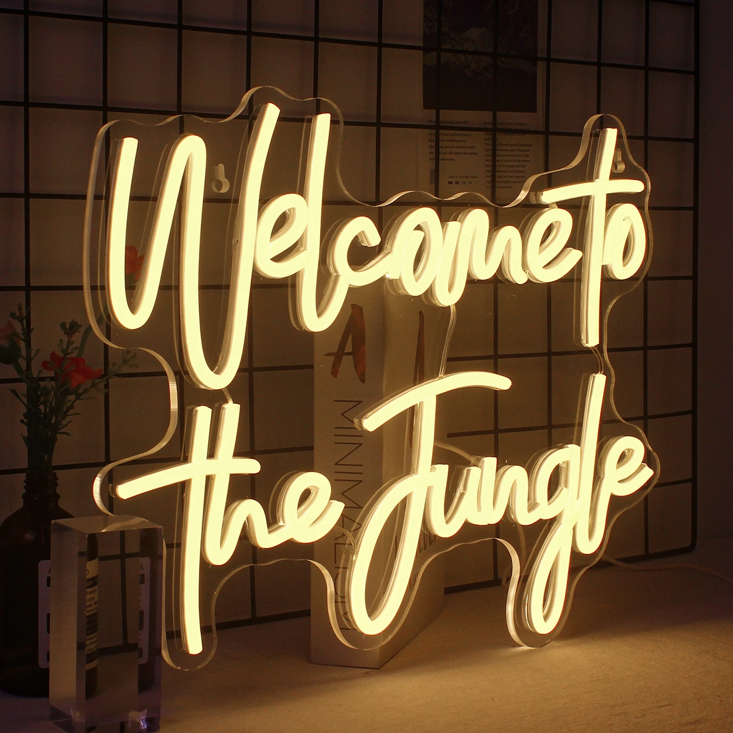 Welcome to the Jungle Neon Sign Warm White Letter LED Neon Lights for Bedroom Wall Decor USB Powered  Bar Party Wedding Decor