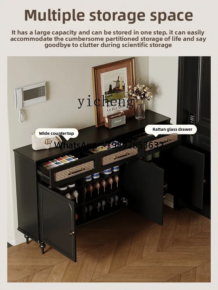 solid wood medium and ancient style household door large capacity home shoe cabinet entrance cabinet integrated home accessories