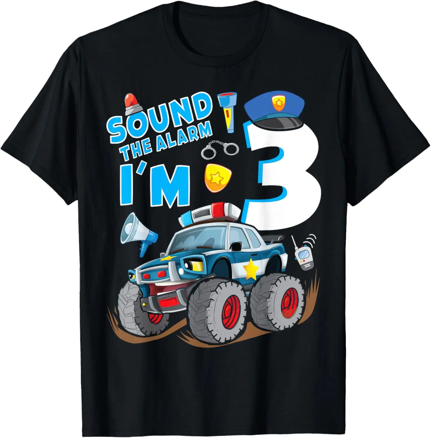 Police Monster Car 3rd Birthday Boy Cop Policeman Officer T-Shirt