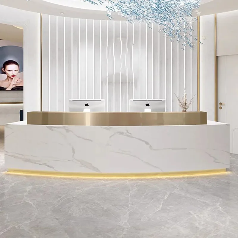 White Lectern Office Desk Salon Reception Pulpit Luxurious Small Receptionist Desk Bar Pulpitos Kassentisch Shop Furniture