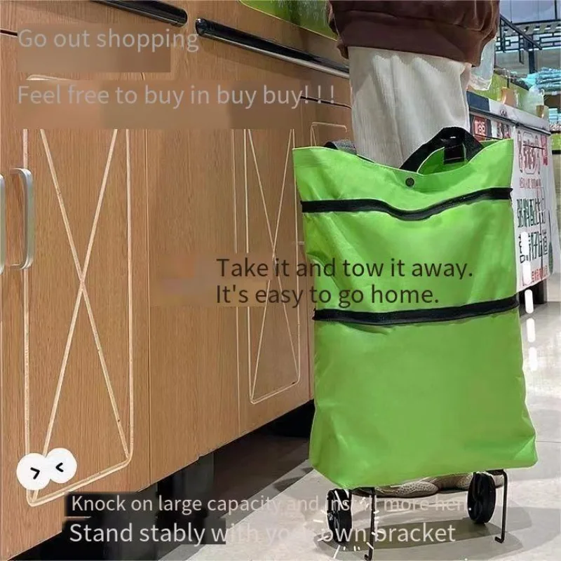 Buy Groceries Small Trolley Handcart Folding Portable Wheels Handbag Waterproof Supermarket Shopping Trolley