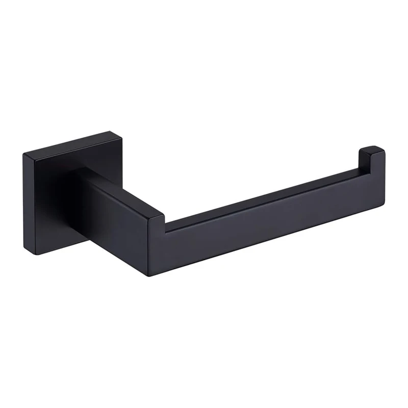 Matte Black Toilet Paper Holder SUS304 Stainless Steel Wall Mounted Square Modern Bathroom Kitchen Tissue Roll Dispenser