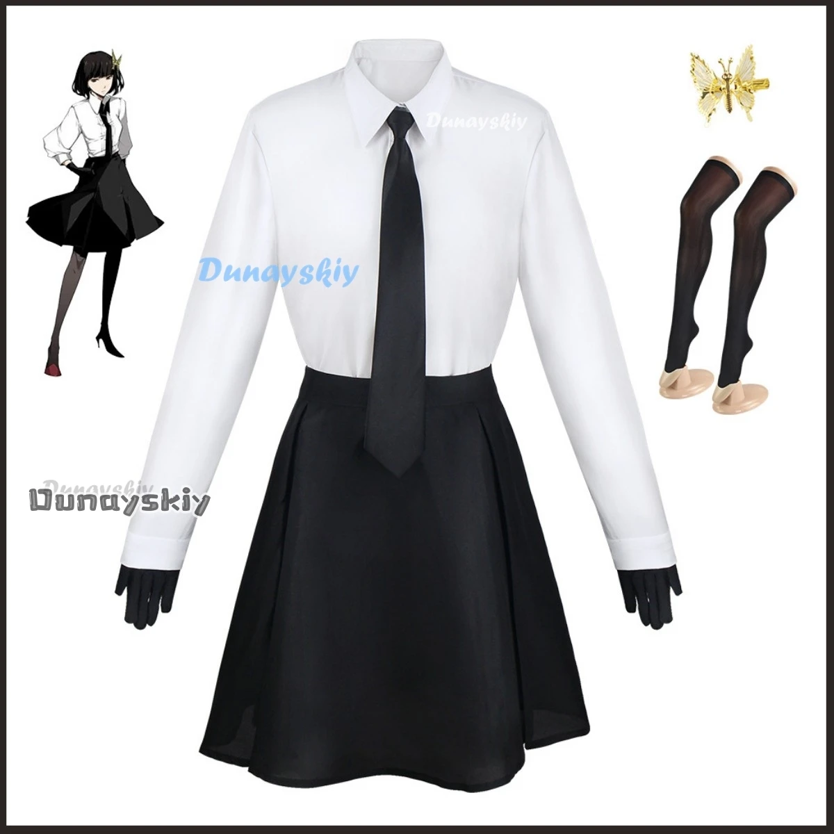 Anime Akiko Yosano Cosplay Costume Wig JK School Uniform Skirt Adult Woman Sexy Halloween Carnival Suit