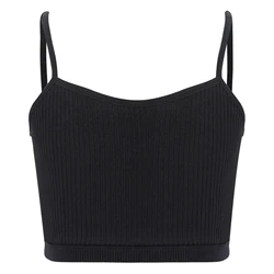 Kids Girls Cotton Crop Top Ribbed Bra Vest Spaghetti Straps Solid Color Basic Camisole Underwear Casual Gym Fitness Sportwear