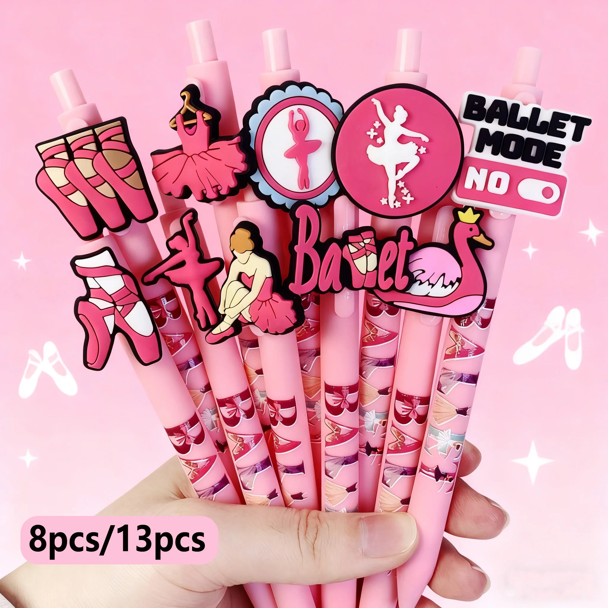 

8pcs/13pcs Exquisite Ballet-Themed Creative Signing Pens, Printed Stationery Pens with Ballet Elements for Students & Office Use