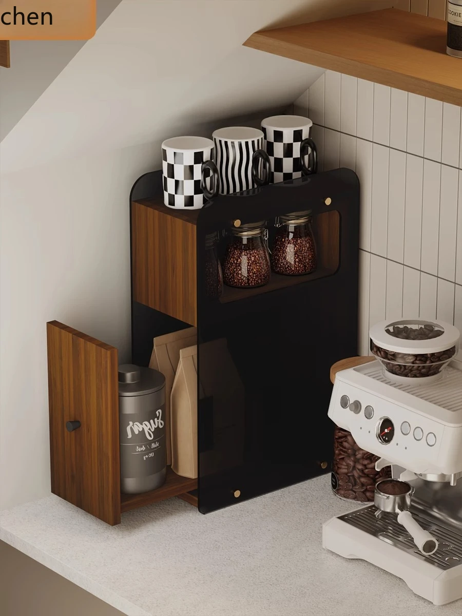 

YXY Desktop Drawer Cabinet Coffee Corner Storage Narrow Cabinet Cup Tea Set Storage Cabinet Dustproof Cup Rack