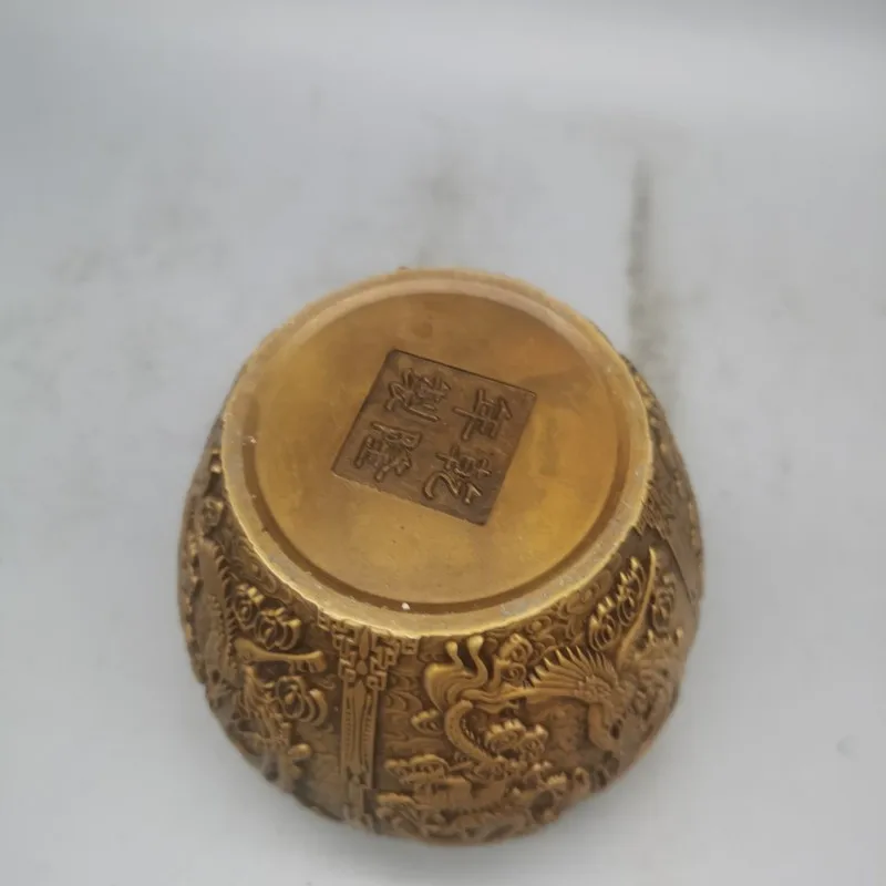 Pure dragon and phoenix supreme , hand-carved embossed copper tea caddy, decorative craft item