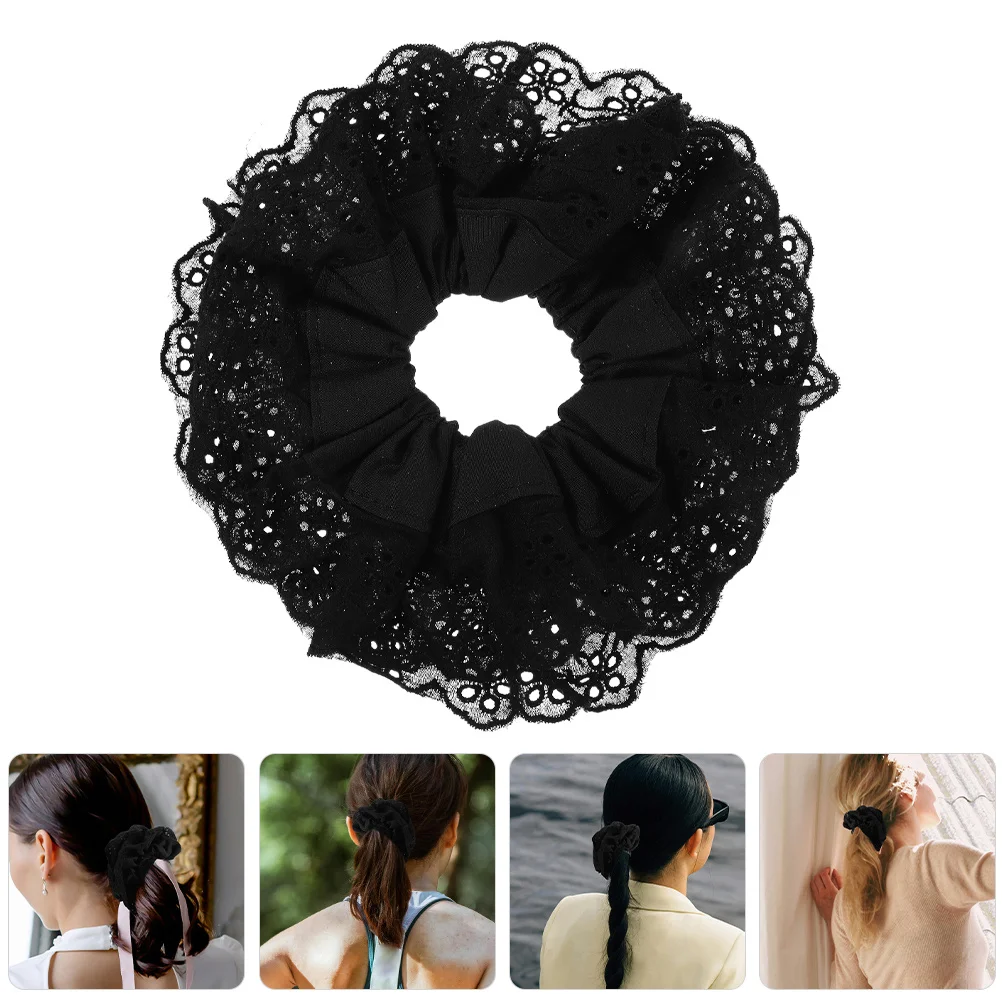 

2Pcs Large Lace Scrunchies Ponytail Holders Soft Stretchy Hair Bands for Thick Thin Hair All Match Scrunchies Scrunchie Holder