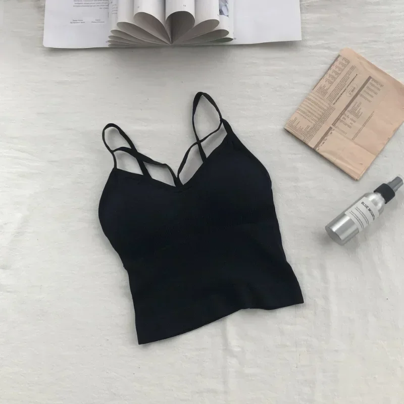 Women Cotton Lingerie Push Up Bra Sexy V Neck Tube Top Fashion Solid Color Underwear Female Soft Brassreie with Chest Pad