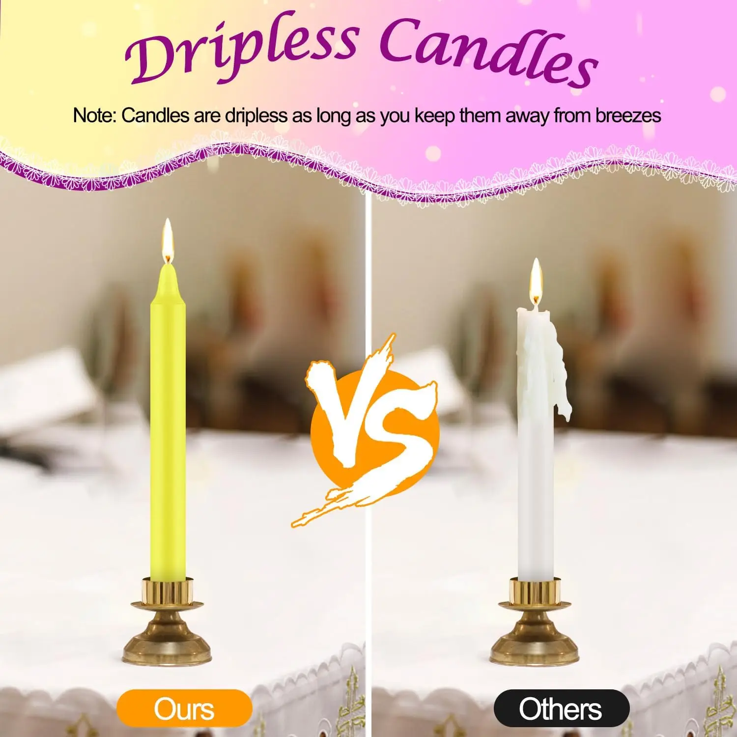 24 Pieces of 4-Inch Colored Stick Candles, Drip-Free, Smokeless, Unscented, Household Dinner Candles, Hand-Poured, High-Quality, Suitable for