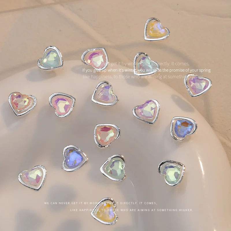 10pcs/lot Popular Love Alloy Nail Enhancements Dopamine Cool and Cool Style, High end Design Sense Nail Jewelry Diamond 4