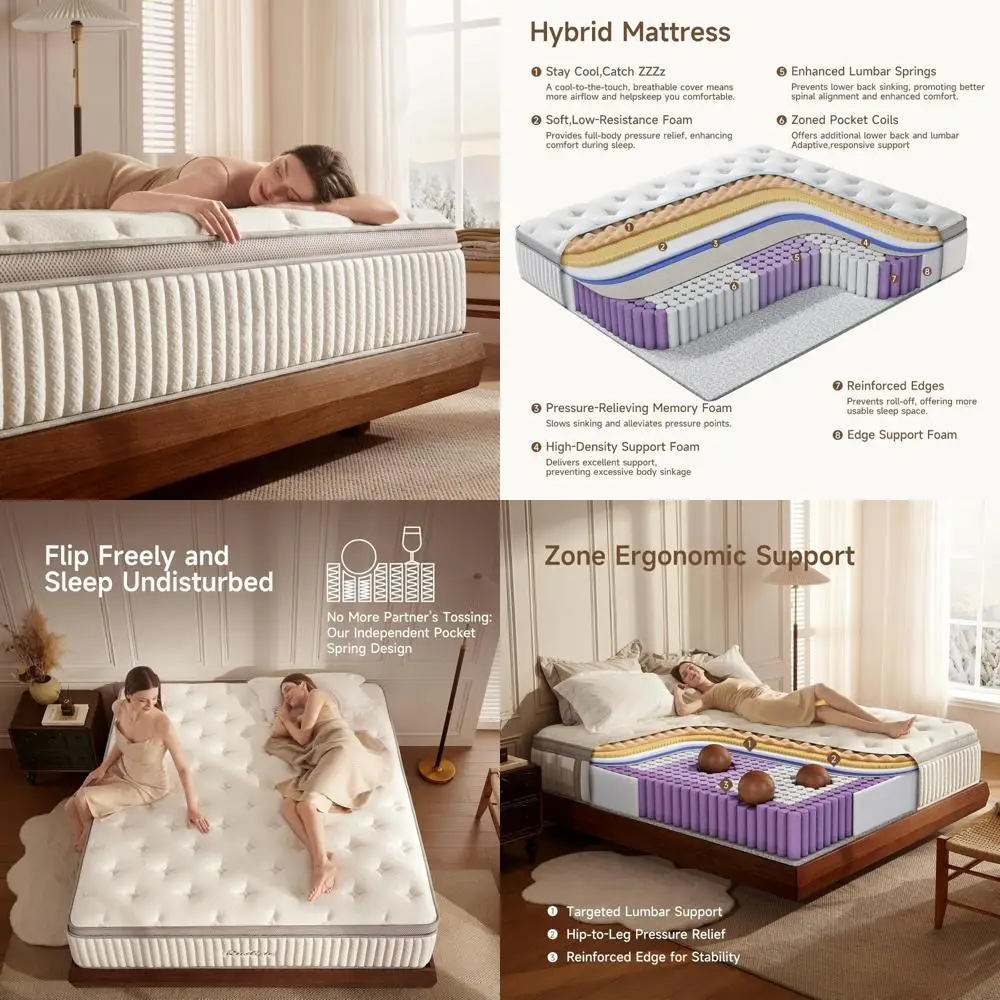 10 Inch Medium Firm Queen Size Memory Foam Mattress for Pressure Relief, Hybrid Mattress in a Box, CertiPur-US Certified