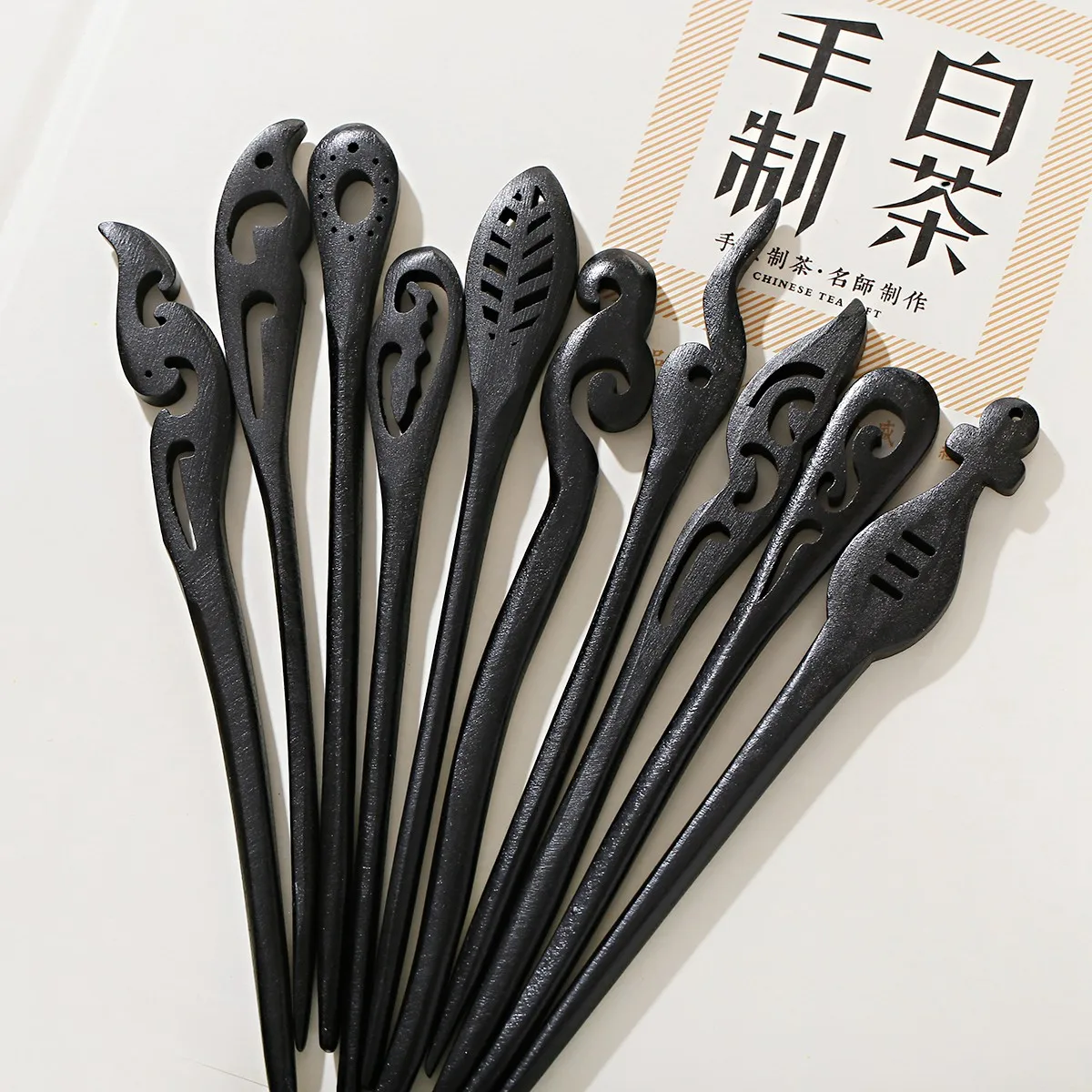 Natural Black Ebony Wooden Hairpin Women Girls Chopstick Shaped Hair Clips Pins Vintage Chinese Fashion Hair Jewelry Accessories