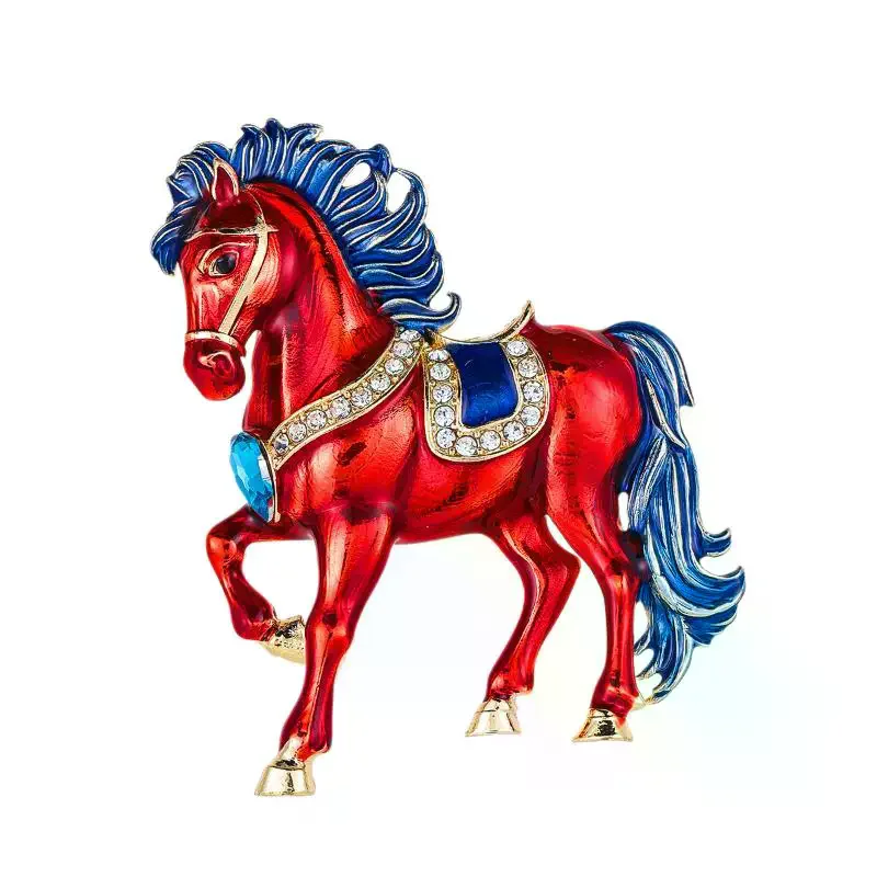 رائعة حجر الراين تشغيل الحصان دبابيس للنساء الرجال 4-color المينا الحيوان بروش دبابيس سنة الحصان مجوهرات الحفلات هدية #5